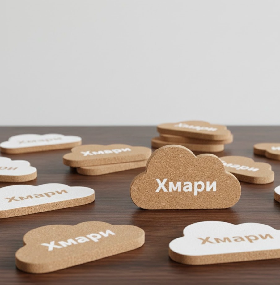 УФ фотодрук білим кольором на корці